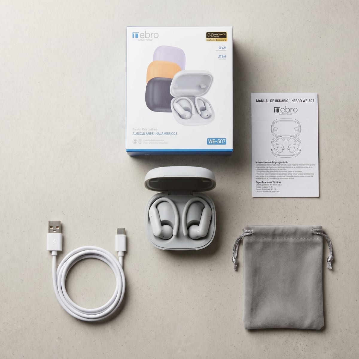 Audífonos in ear NEBRO WE507 Bluetooth 5.4 Alcance 10m4