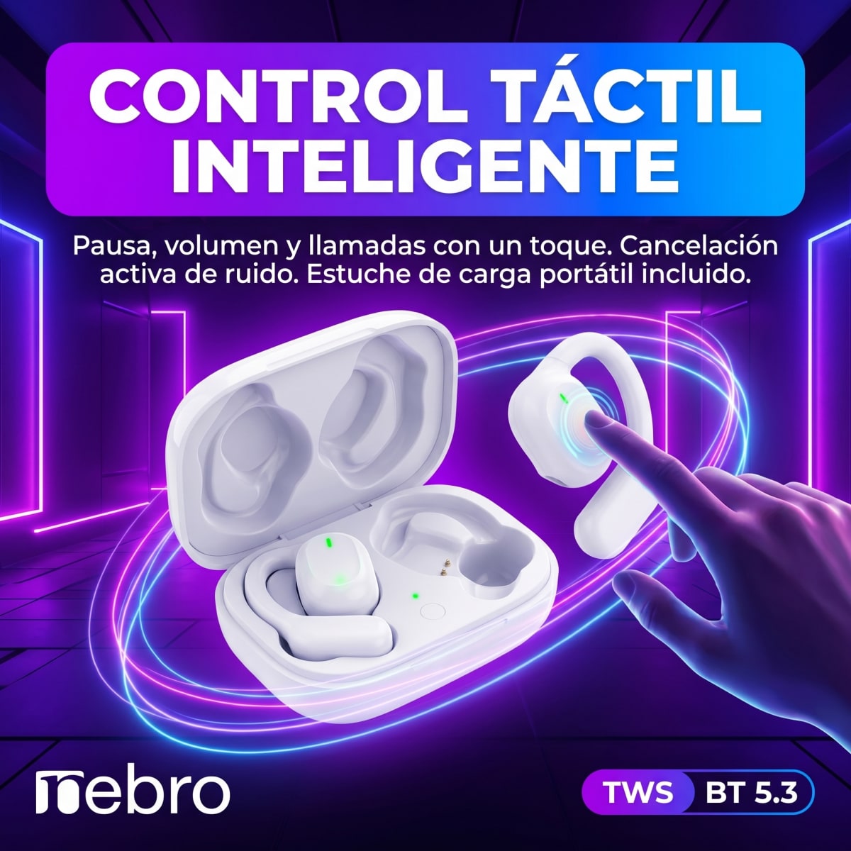 Audífonos Bluetooth TWS NEBRO WET12 Bluetooth Cancela ruido2