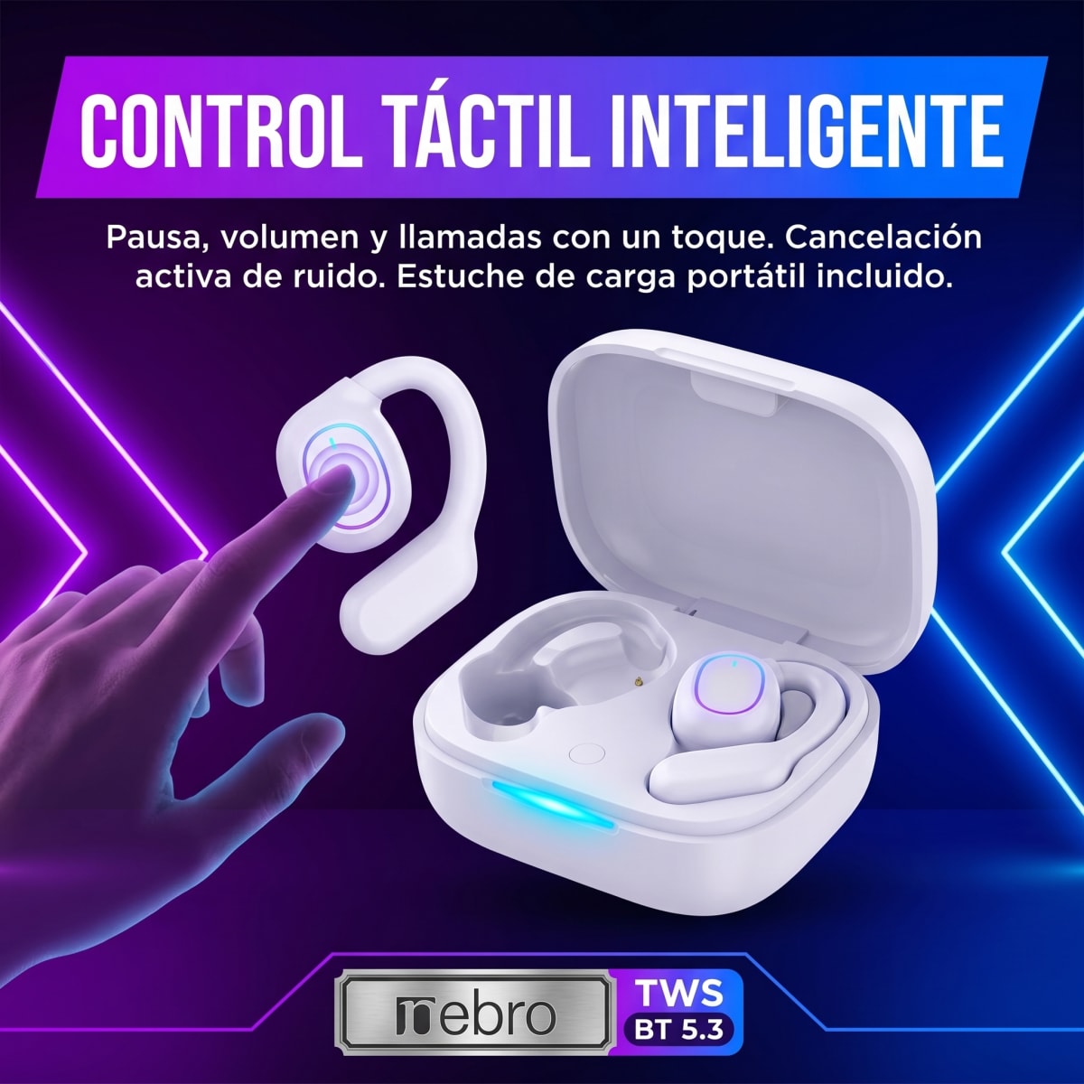 Audífonos Bluetooth TWS NEBRO WET12 Bluetooth Cancela ruido3