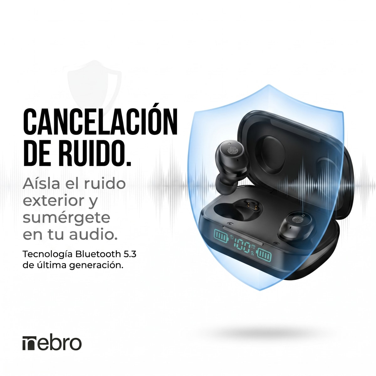 Audífonos Bluetooth NEBRO WET26 Bluetooth 53 Cancela Ruido3