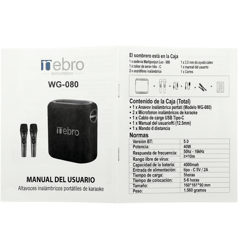 Bocina Bluetooth TWS NEBRO WG080 Bluetooth 40W Carga Rápida4