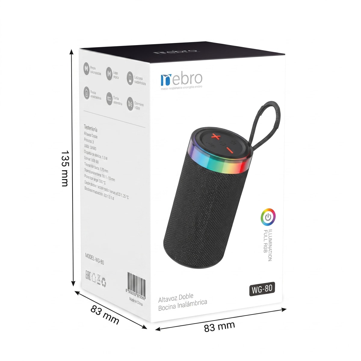 Bocina Nebro WG-181 Bluetooth 5.0 Portátil 5 Horas Negro9