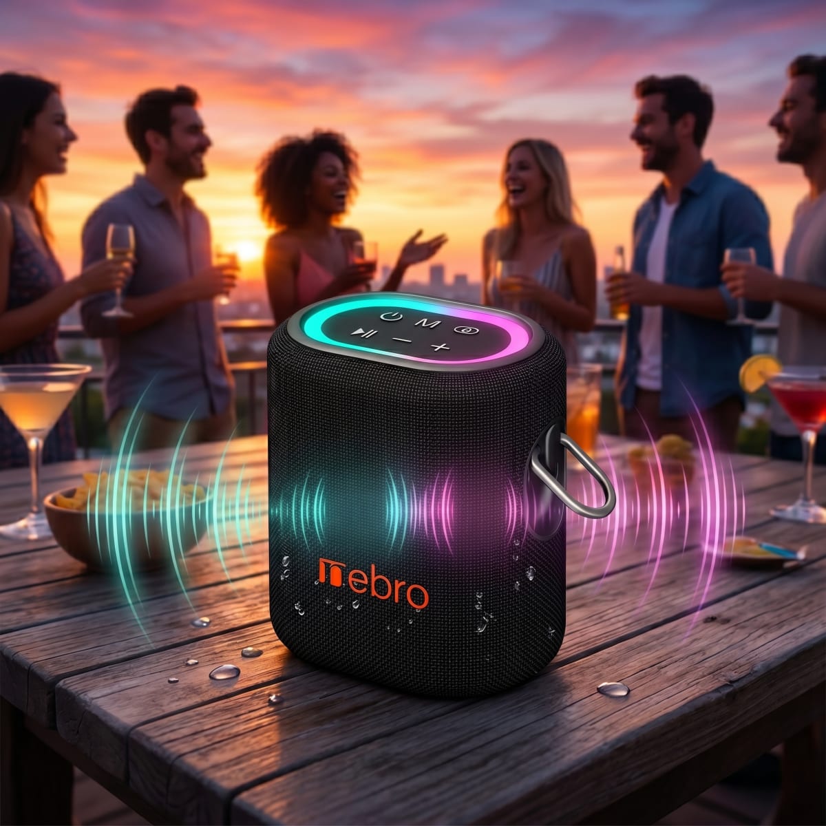 Bocina Inalámbrica Nebro WG-137 Bluetooth 5.3 20W de Potencia Sonido Envolvente 66mm Batería 4000mAh 8 Horas de Reproducción Luz RGB TWS TF y Auxiliar3
