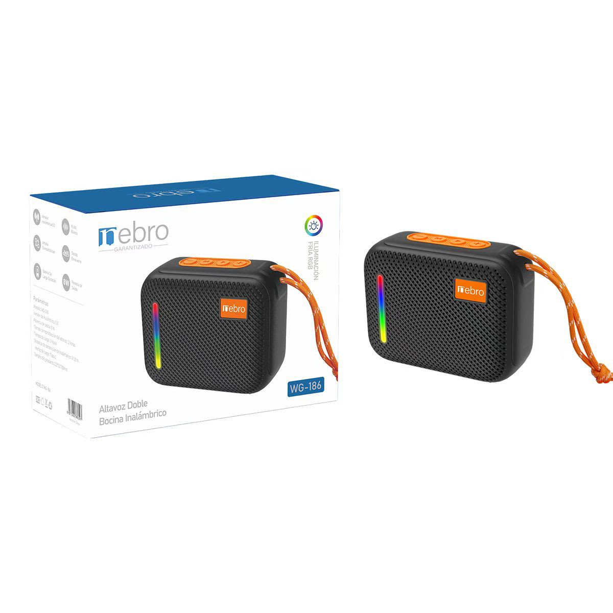 Bocina Portátil Nebro Wg-186 8w Bluetooth Tws Recargable1