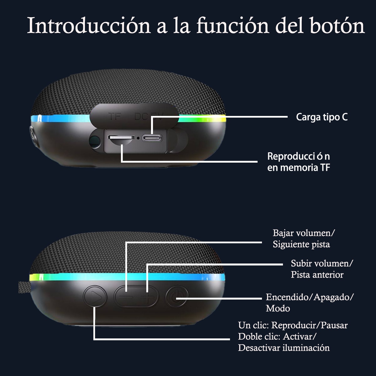 Bocina Nebro 10W 2X5W Bluetooth recargable USB TWS WG-1918