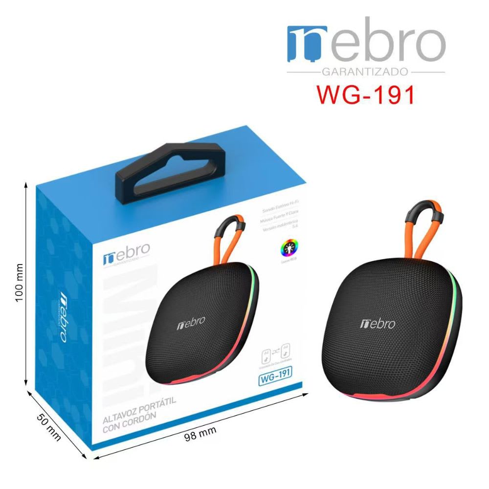 Bocina Nebro 10W 2X5W Bluetooth recargable USB TWS WG-1913