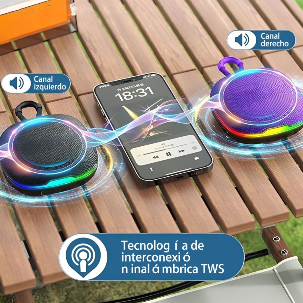 Bocina Nebro 10W 2X5W Bluetooth recargable USB TWS WG-1915