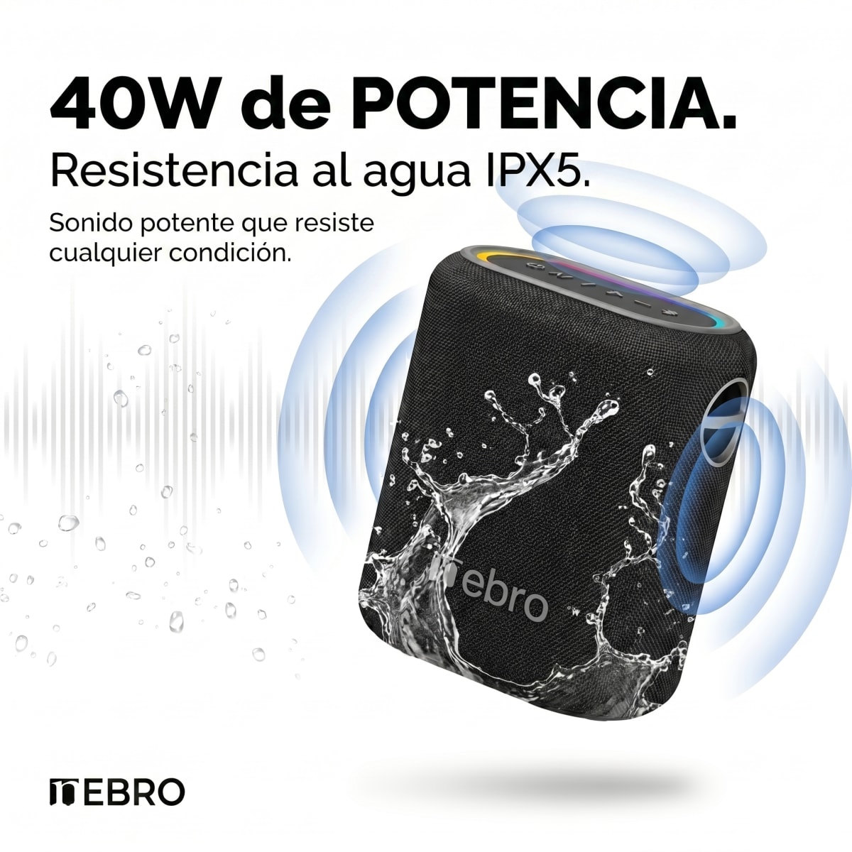 Bocina Bluetooth TWS NEBRO WG080S Bluetooth 53 40W IPX51