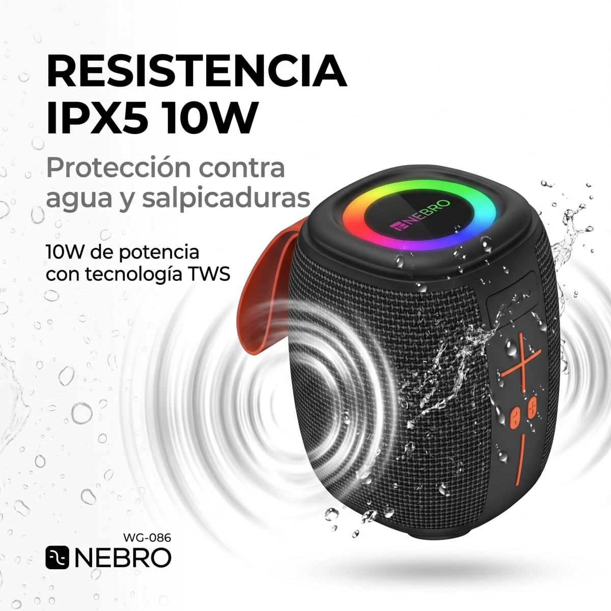 Bocina Bluetooth TWS NEBRO WG086 Bluetooth 53 10W IPX53