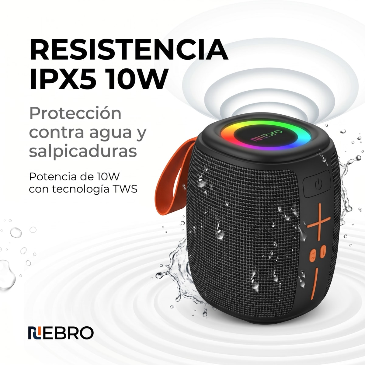 Bocina Bluetooth TWS NEBRO WG086 Bluetooth 53 10W IPX55