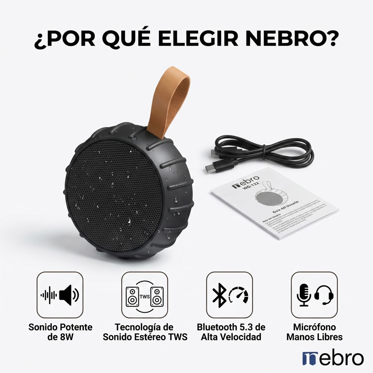 Bocina Bluetooth TWS NEBRO WG132 Bluetooth 53 8W ipx61