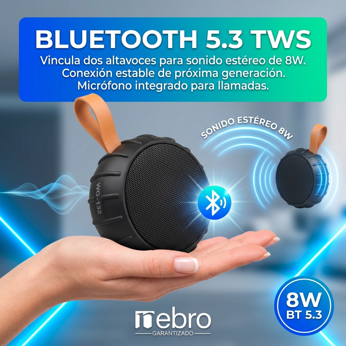 Bocina Bluetooth TWS NEBRO WG132 Bluetooth 53 8W ipx62