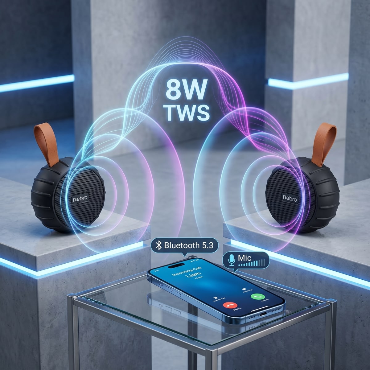 Bocina Bluetooth TWS NEBRO WG132 Bluetooth 53 8W ipx65