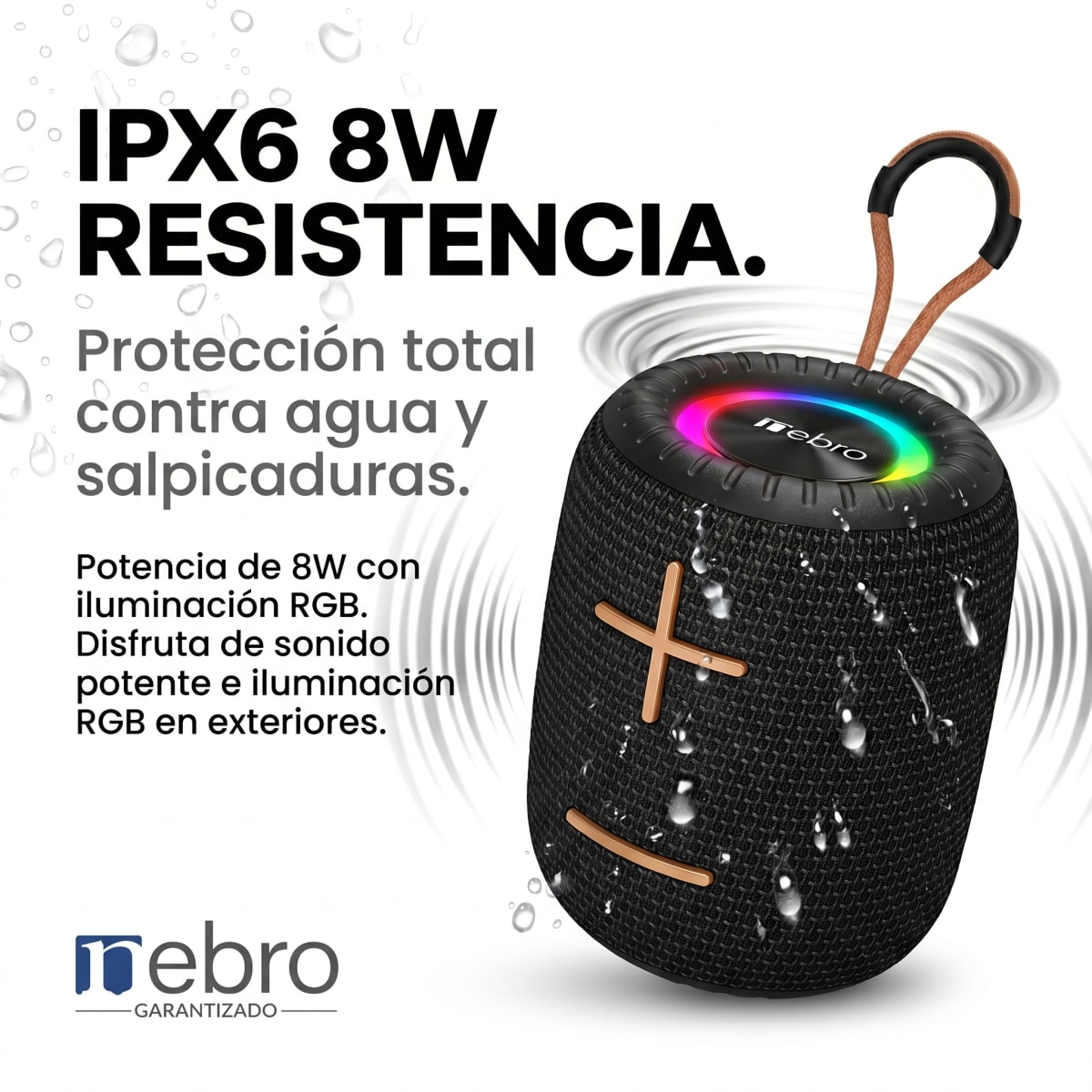 Bocina Bluetooth RGB Exterior NEBRO WG133 8W IPX6 TWS3