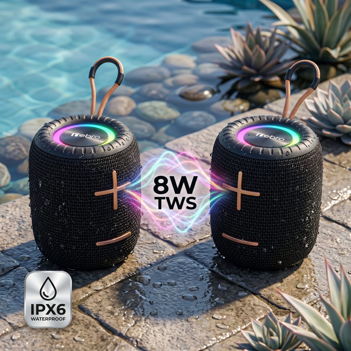 Bocina Bluetooth RGB Exterior NEBRO WG133 8W IPX6 TWS4
