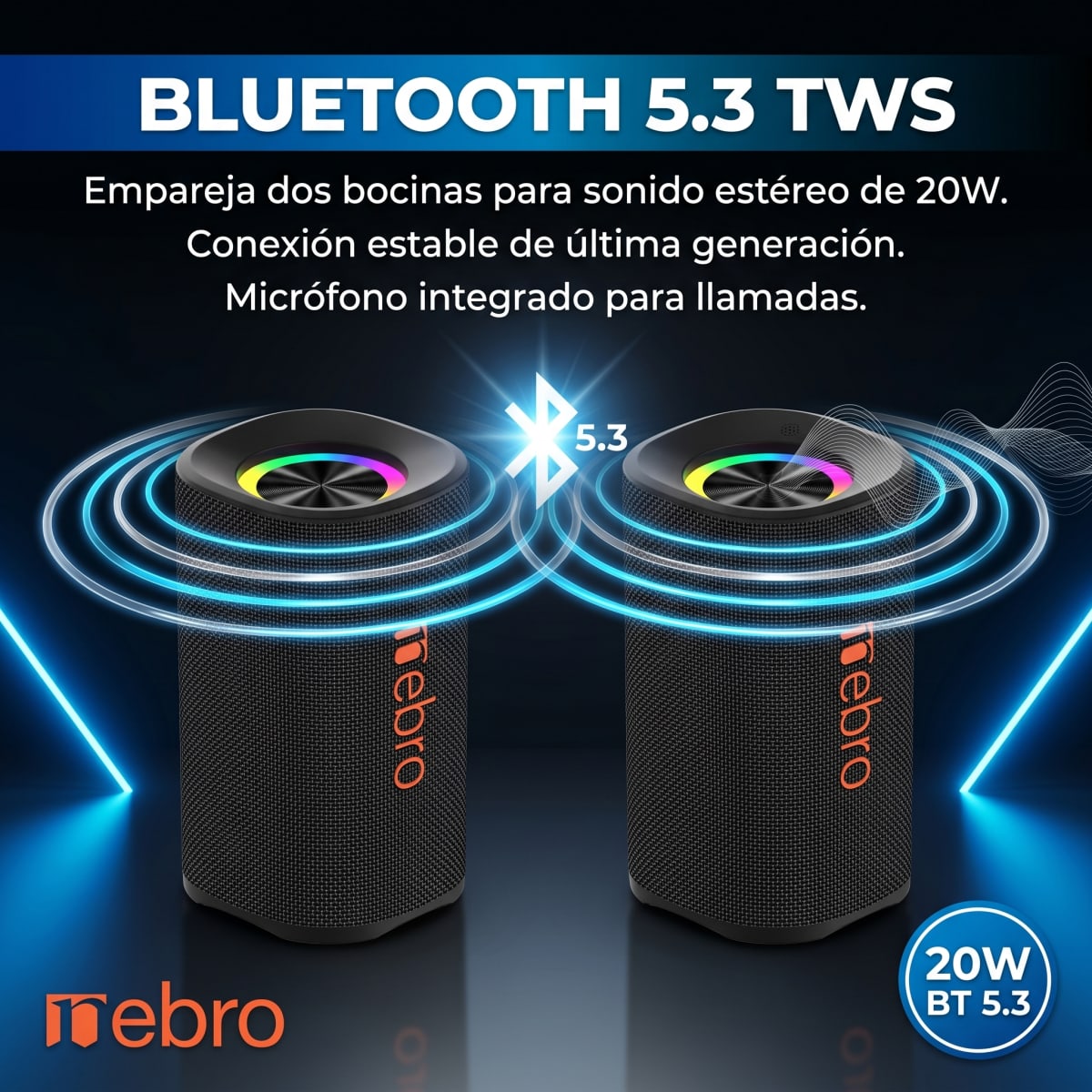Bocina Bluetooth TWS NEBRO WG138 8h Bluetooth 53 20W6