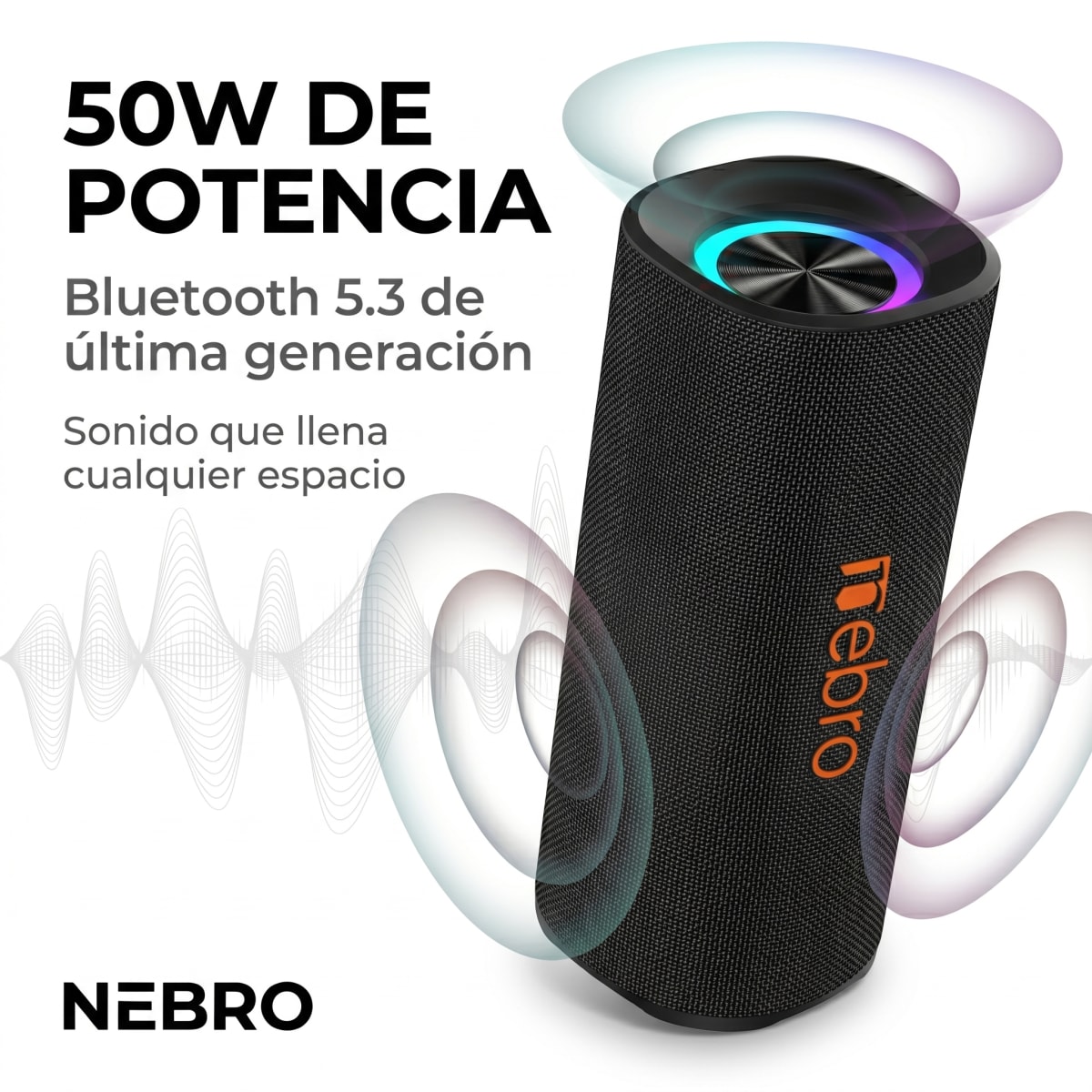 Bocina Bluetooth NEBRO WG140 Bluetooth 53 50W 8h IPX43