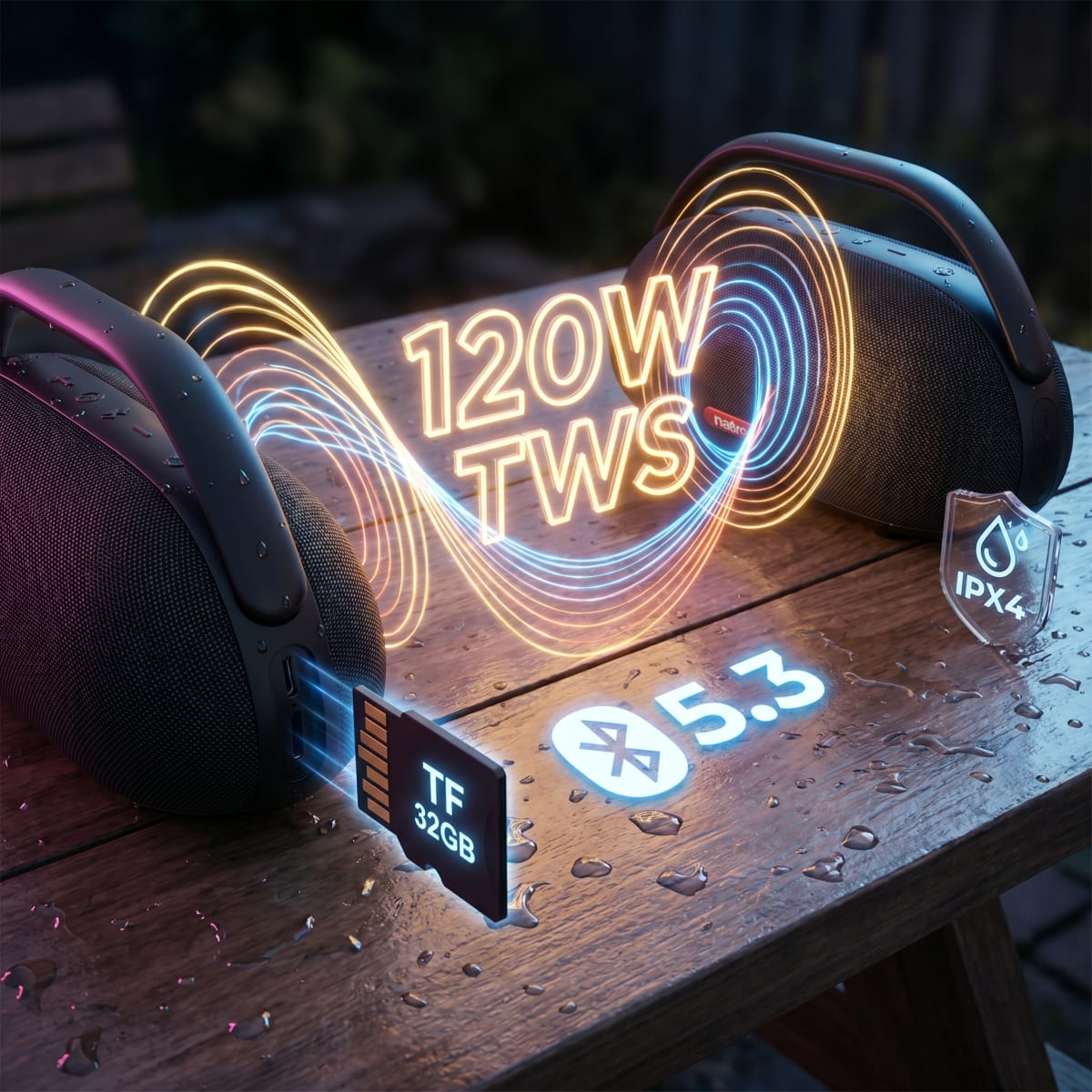 Bocina Bluetooth TWS NEBRO WG141 Bluetooth 53 120W IPX44