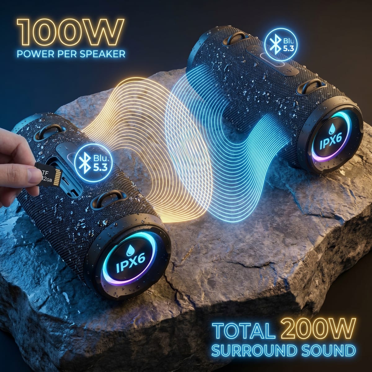 Bocina Bluetooth TWS NEBRO WG143 Bluetooth 53 100W IPX63