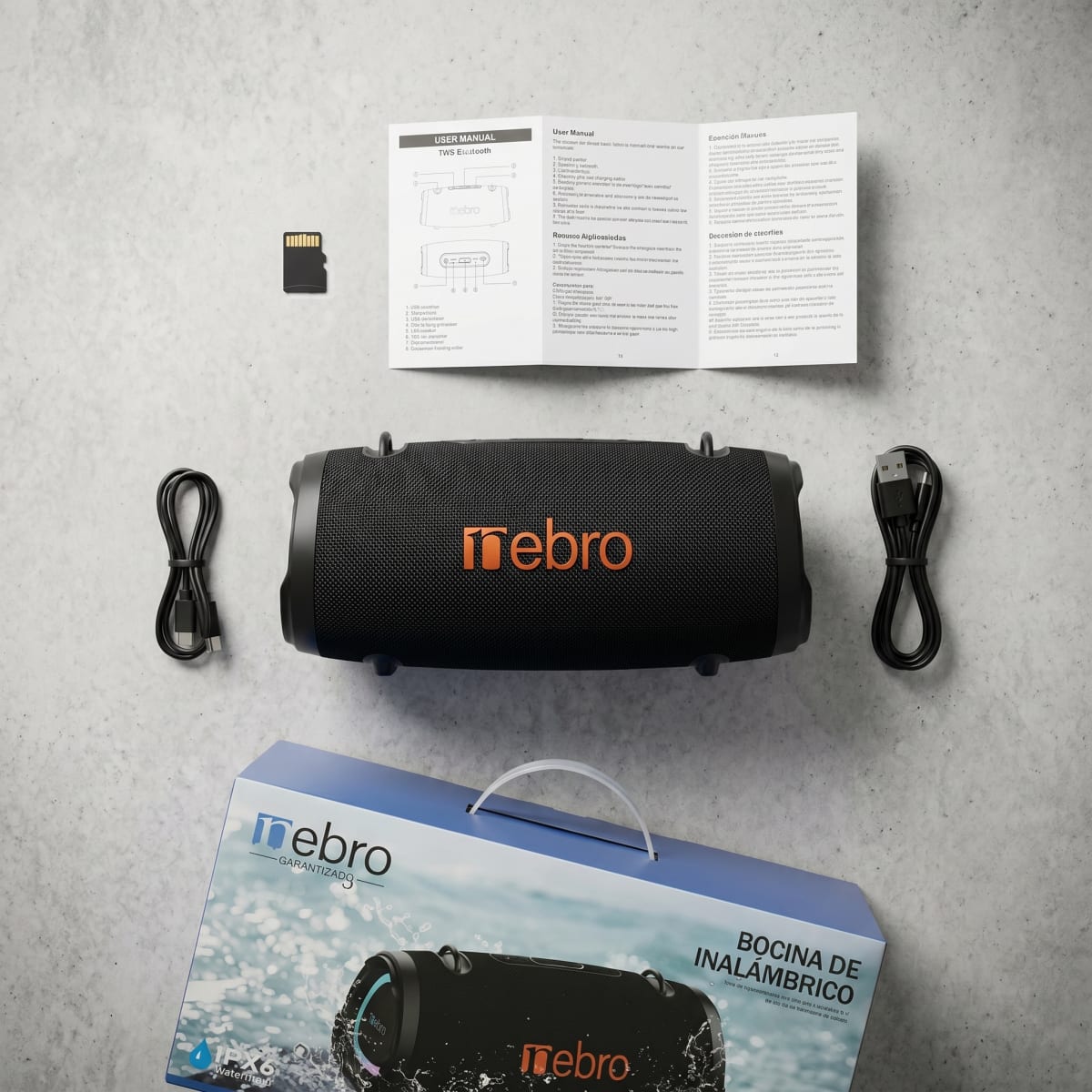 Bocina Bluetooth TWS NEBRO WG143 Bluetooth 53 100W IPX65