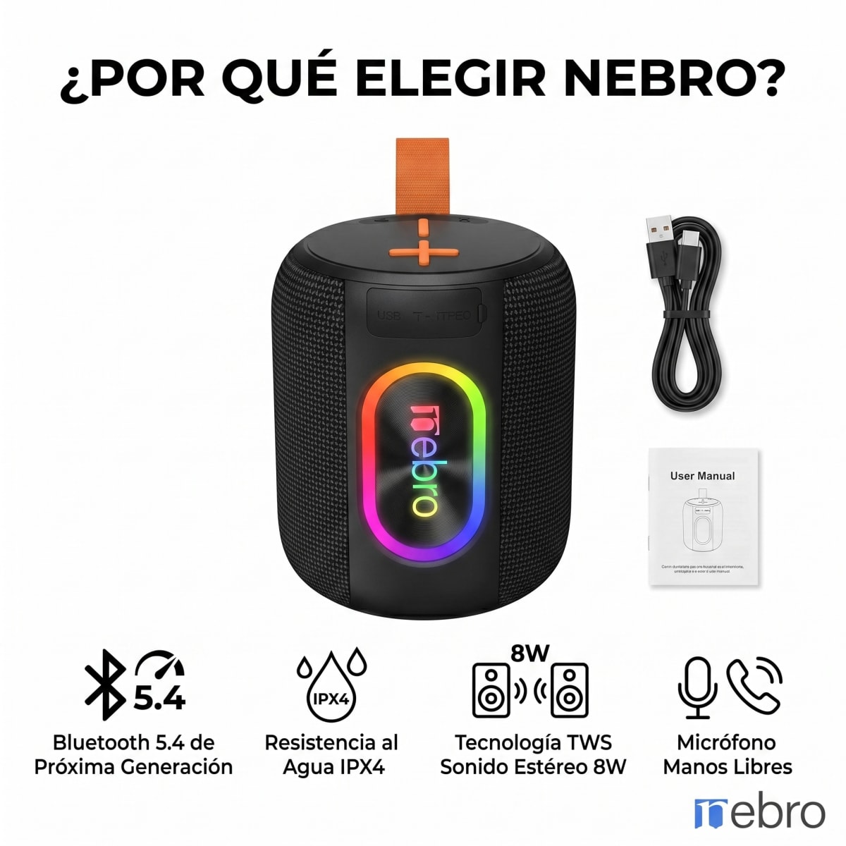 Bocina Bluetooth TWS NEBRO WG146 Bluetooth 54 8W IPX47