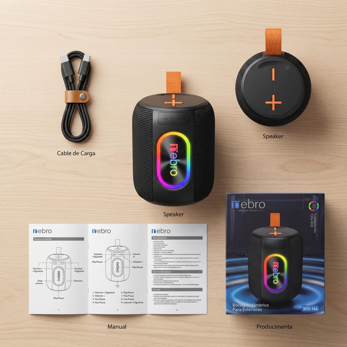 Bocina Bluetooth TWS NEBRO WG146 Bluetooth 54 8W IPX48