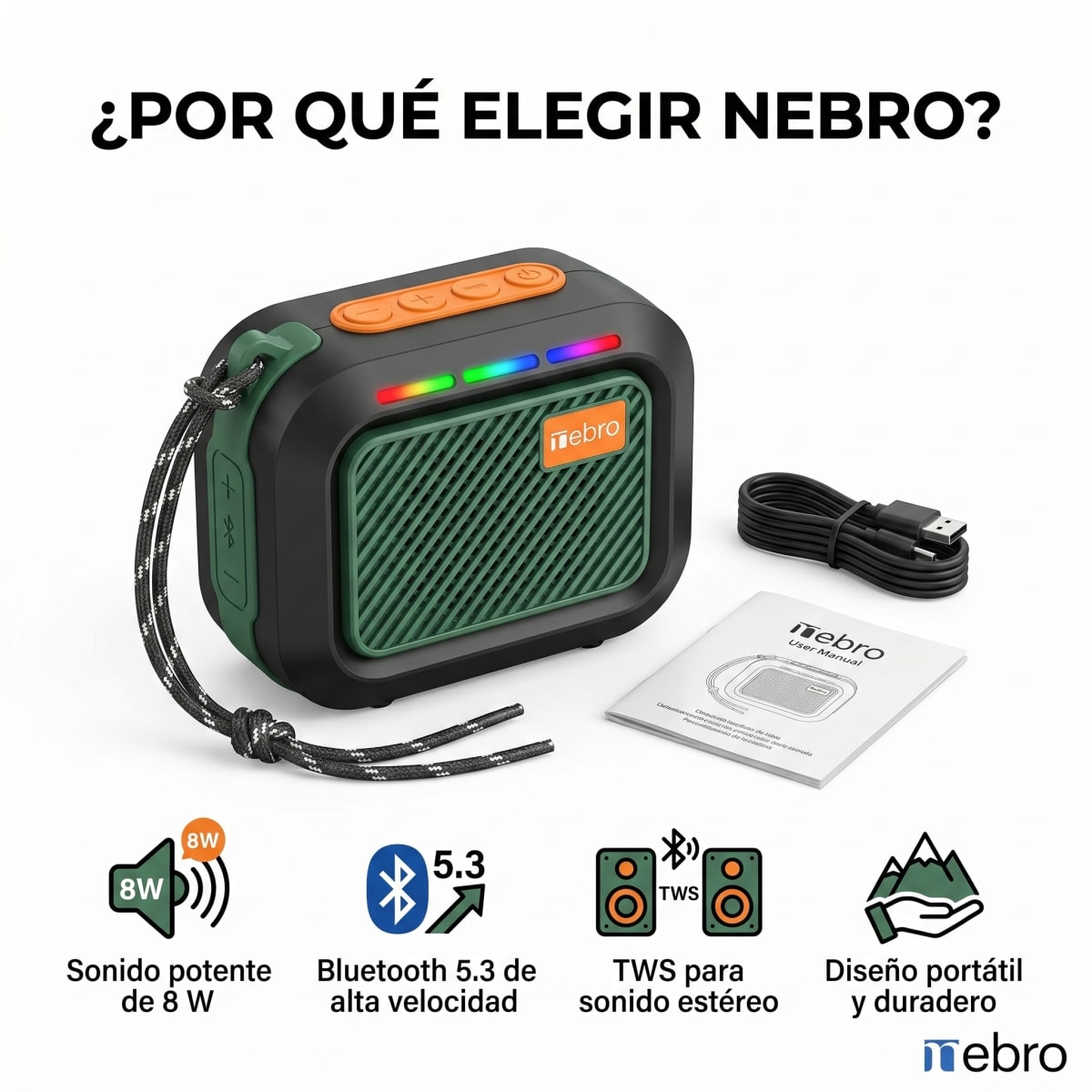 Bocina Bluetooth 5.3 3h 8W NEBRO WG1841