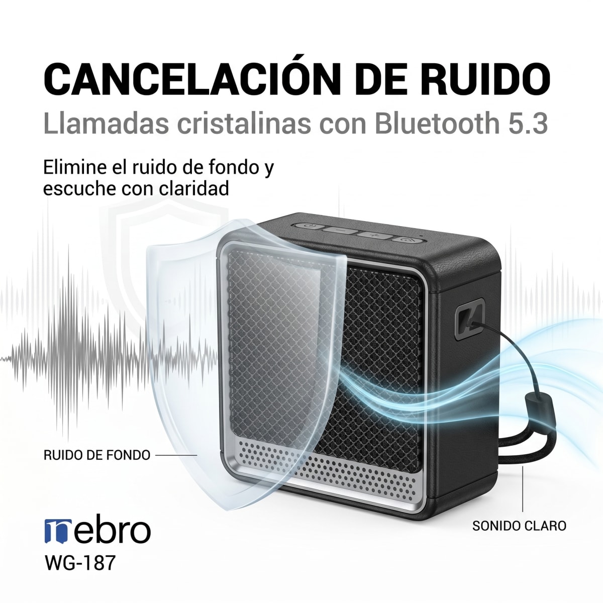 Bocina Bluetooth NEBRO WG187 Bluetooth 5W Cancelación Ruido3