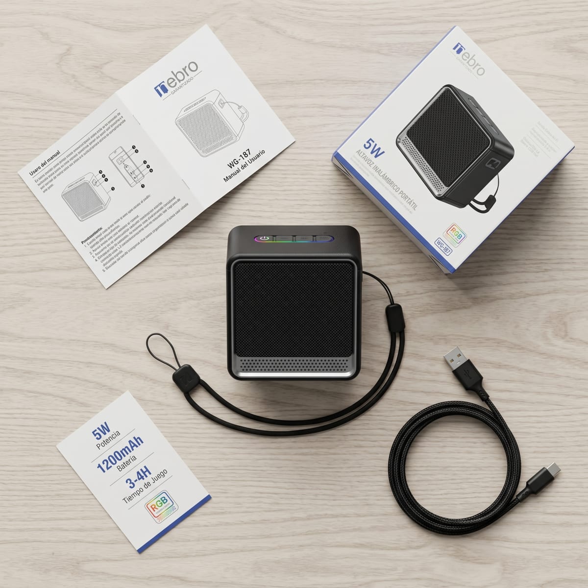 Bocina Bluetooth NEBRO WG187 Bluetooth 5W Cancelación Ruido6