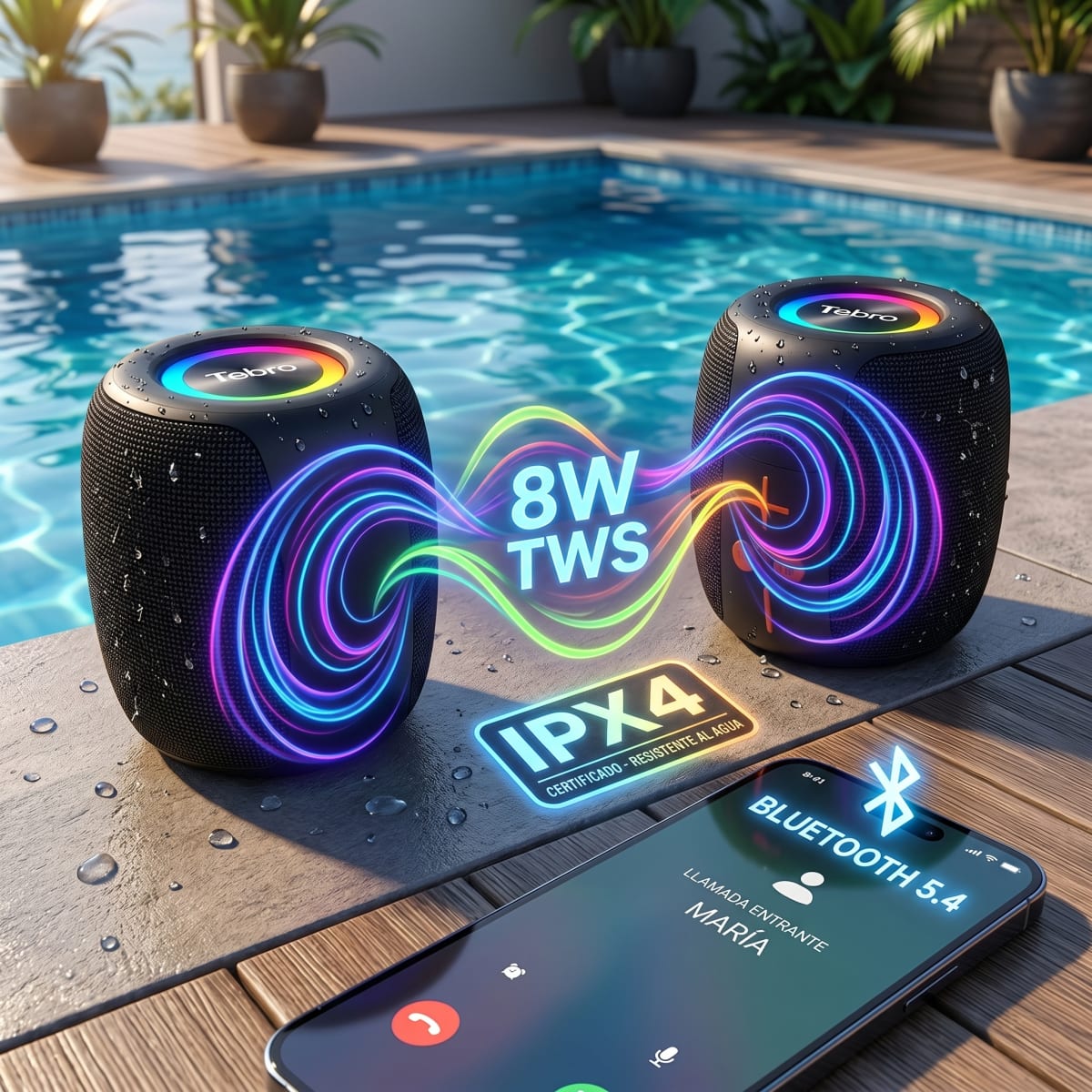 Bocina Bluetooth TWS Bluetooth 54 8W IPX4 NEBRO WG1956