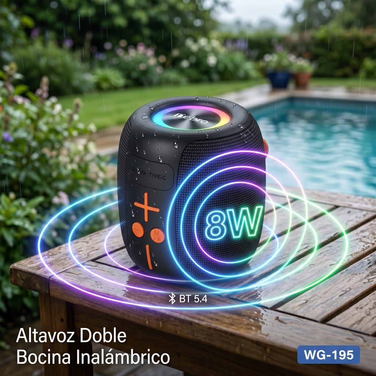 Bocina Bluetooth TWS Bluetooth 54 8W IPX4 NEBRO WG1958