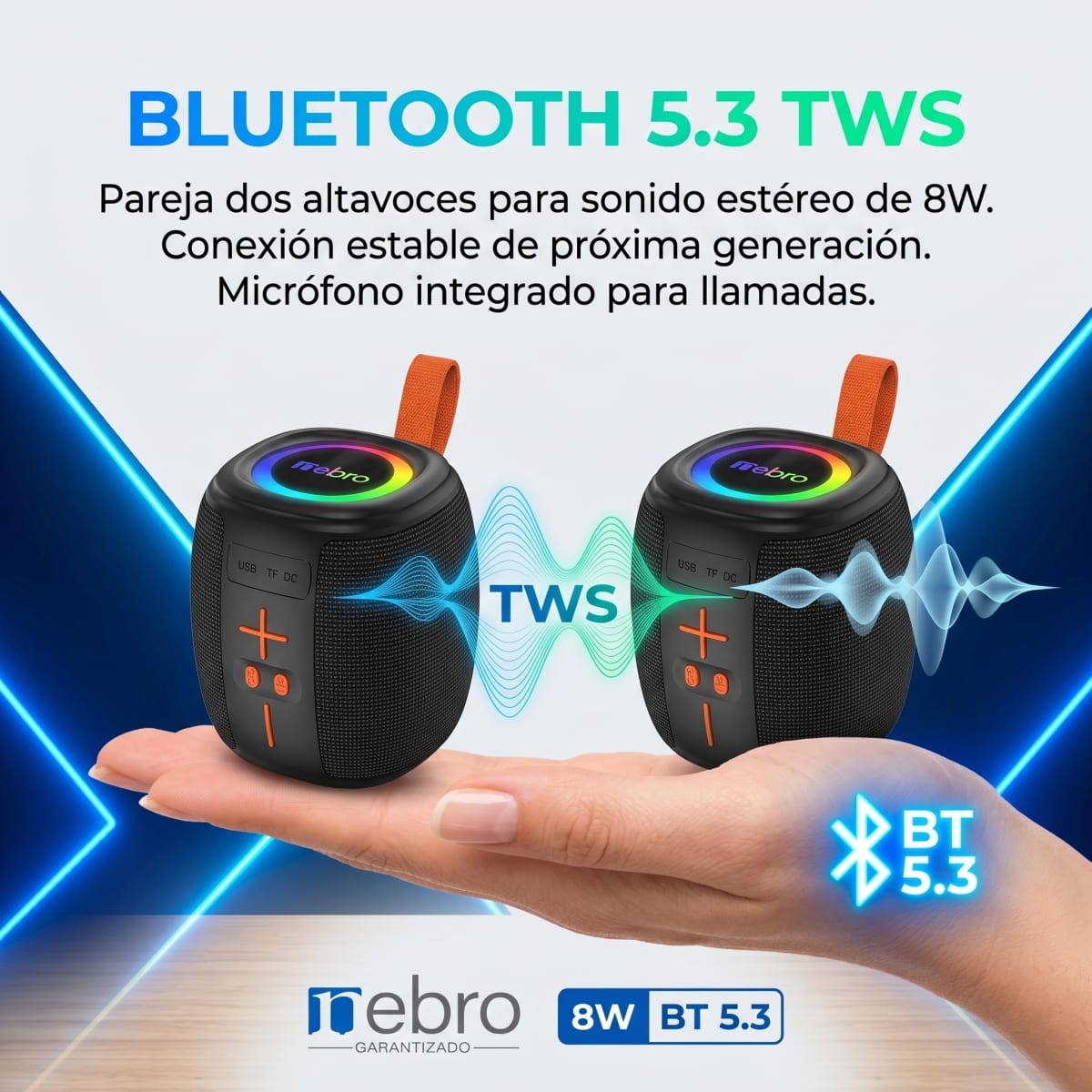 Bocina Bluetooth TWS NEBRO WG196 Bluetooth 53 8W4