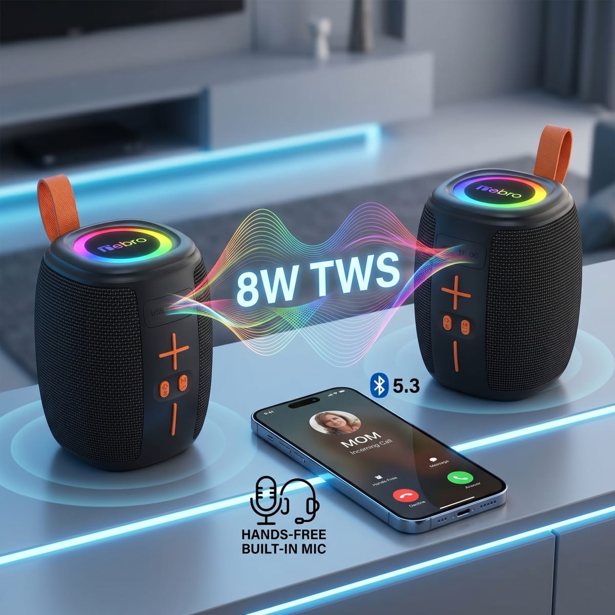 Bocina Bluetooth TWS NEBRO WG196 Bluetooth 53 8W6
