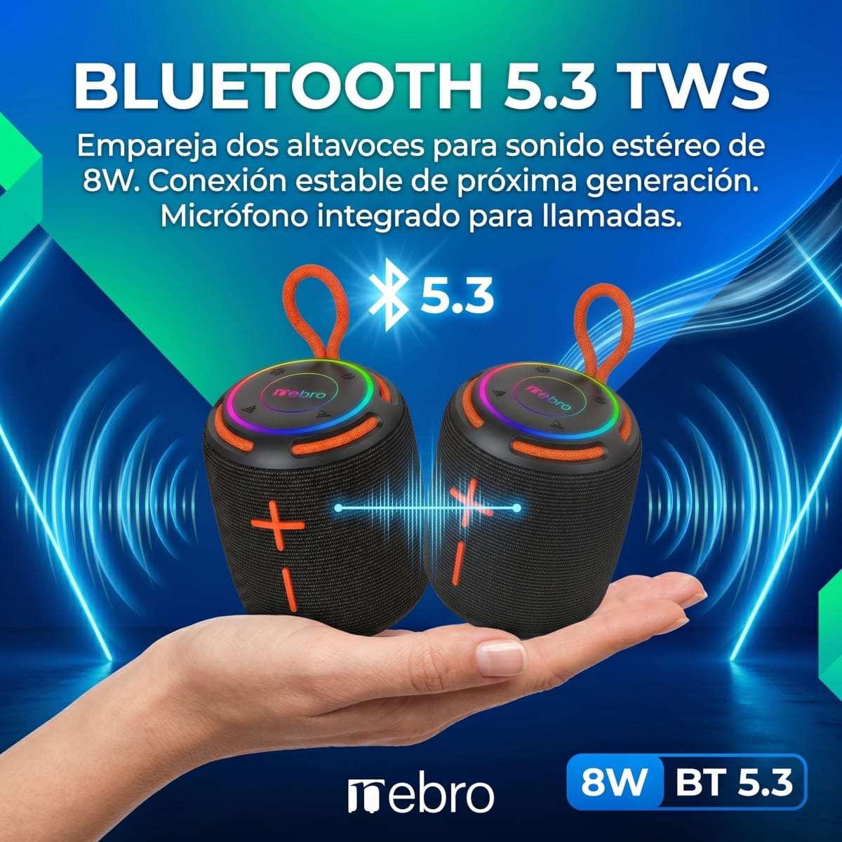 Bocina Bluetooth TWS NEBRO WG197 Bluetooth 53 8W3