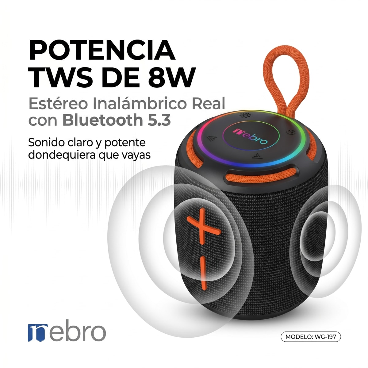 Bocina Bluetooth TWS NEBRO WG197 Bluetooth 53 8W2