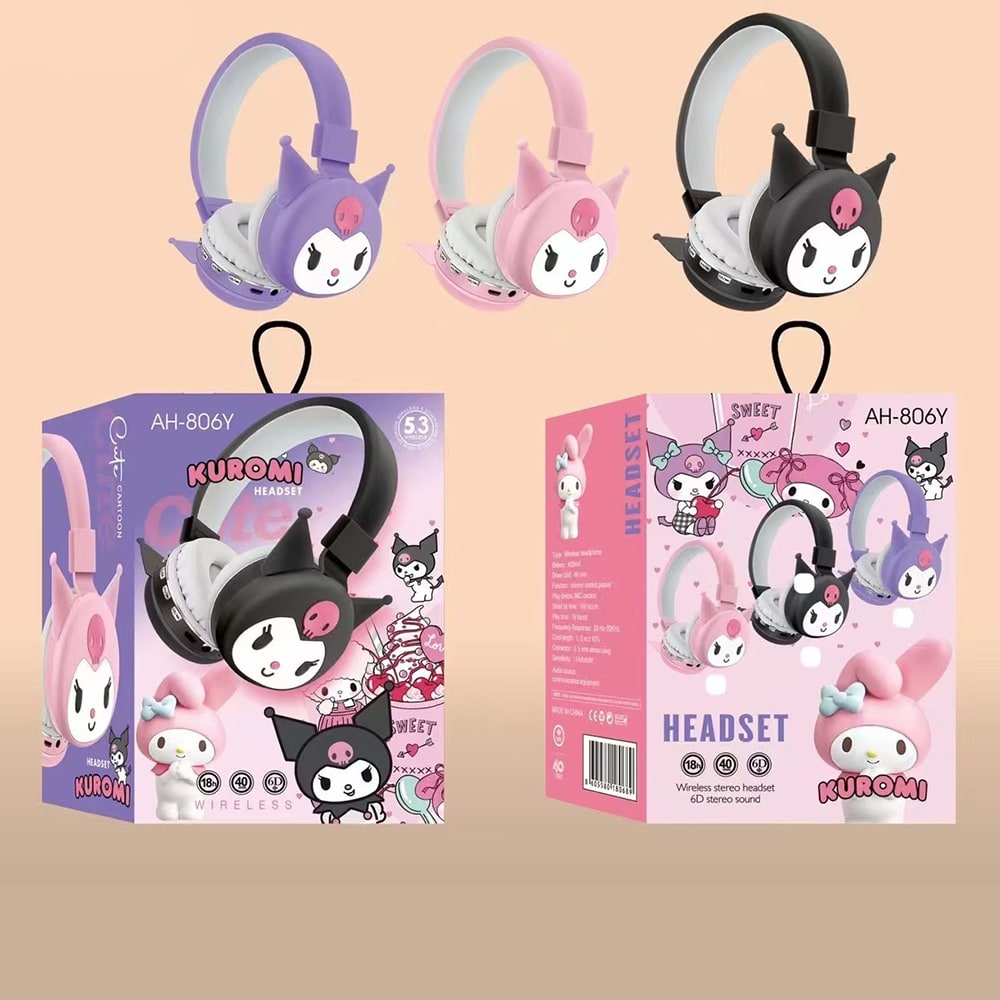 Audífonos Diadema Bluetooth Kuromi Inalámbrico Plegable2