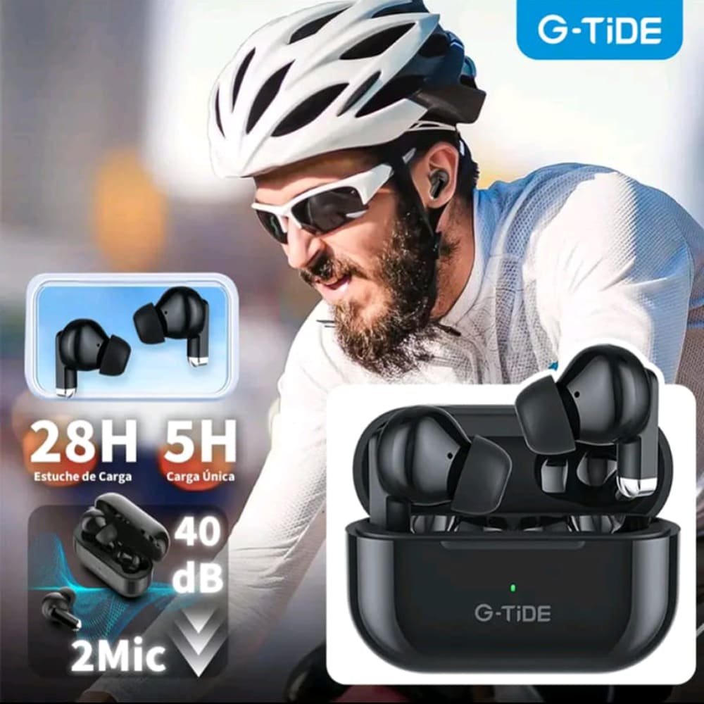 Audífonos Bluetooth Cancelación de Ruido Sport 30mAh + estuche 300mAh IPX4 G-TIDE L224