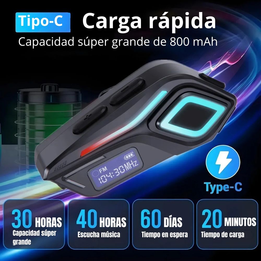 Intercomunicador Para Casco Bluetooth Fm 40h Batería Tk-25716