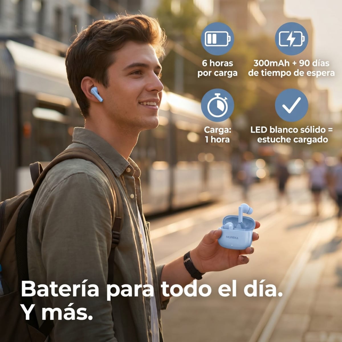 Audífonos Inalámbricos Moreka E603 con 25 Horas de Autonomía Control Táctil y Cancelación de Ruido3