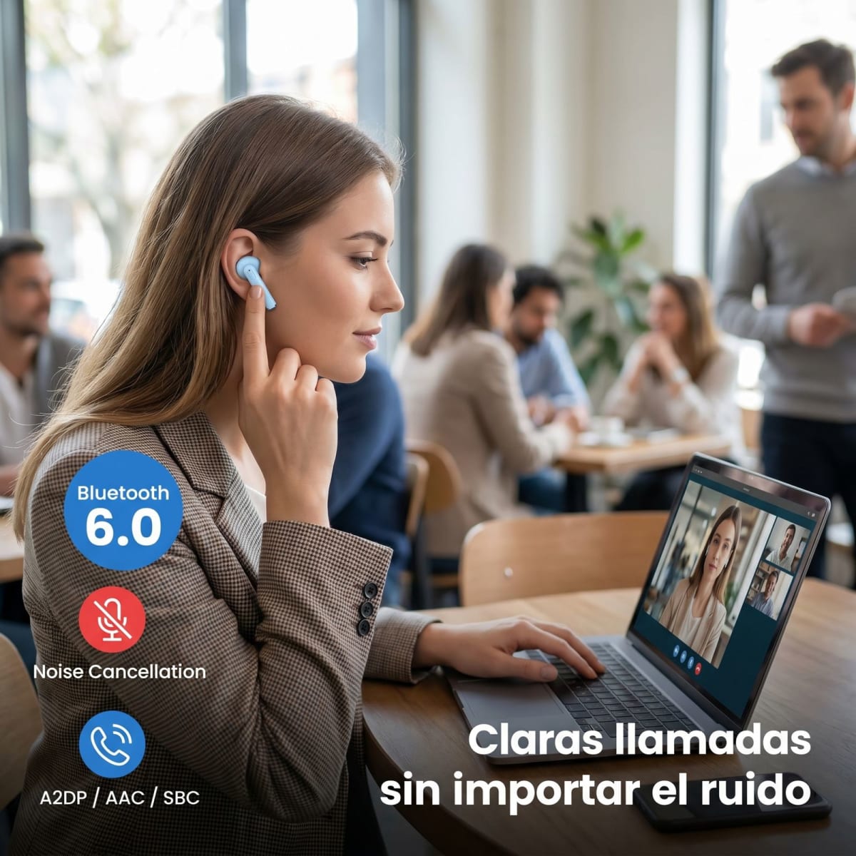 Audífonos Inalámbricos Moreka E603 con 25 Horas de Autonomía Control Táctil y Cancelación de Ruido1