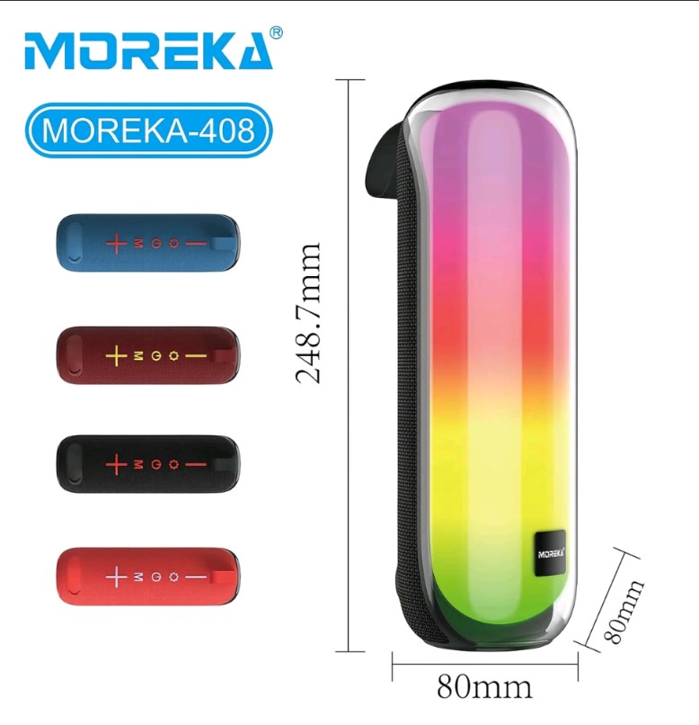 Bocina Moreka 408 14W (2 x 7W) 3000mAh Batería Bluetooth V5.3 IPX5 Resistente al Agua Luz RGB Micrófono Incorporado Radio FM6