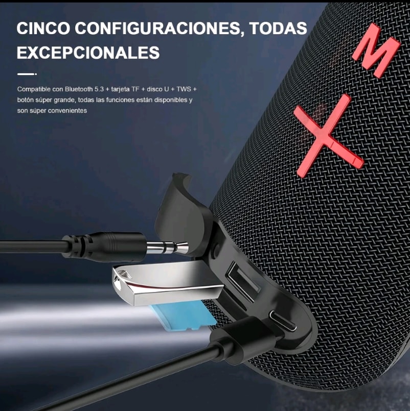 Bocina Moreka 408 14W (2 x 7W) 3000mAh Batería Bluetooth V5.3 IPX5 Resistente al Agua Luz RGB Micrófono Incorporado Radio FM9