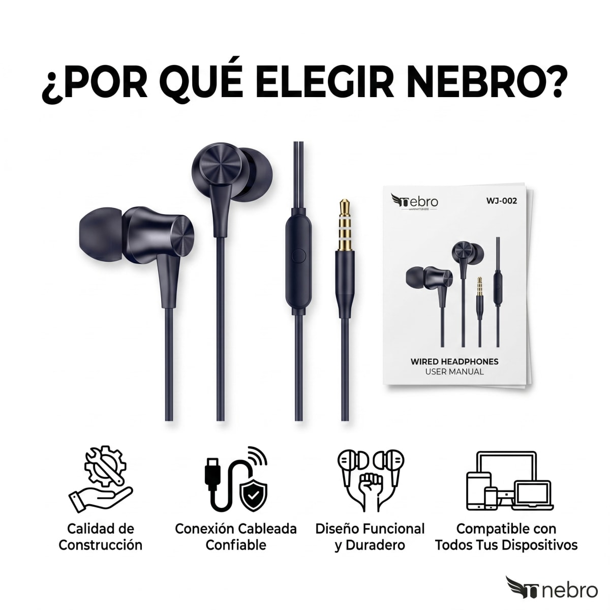 Audífonos Alámbricos NEBRO WJ0026