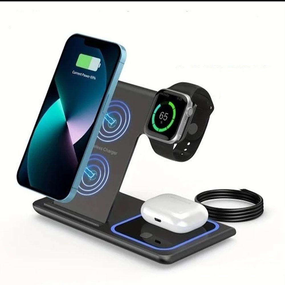 Estación de Carga Inalámbrica 3 en 1 compatible con Apple 0
