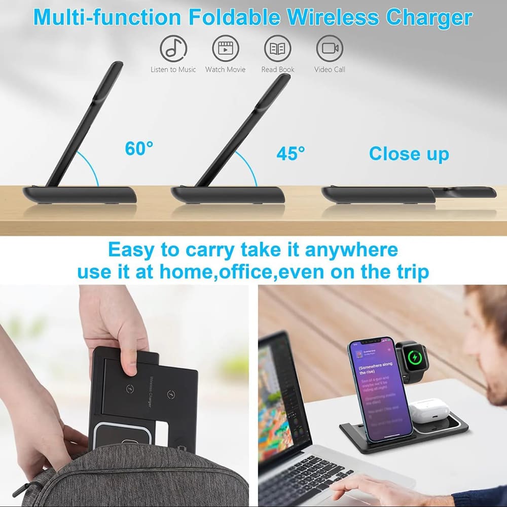 Estación de Carga Inalámbrica 3 en 1 compatible con apple modelo x4556