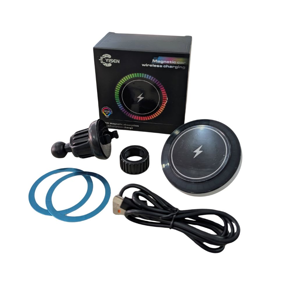 Cargador Magnético Inalámbrico 15W con gancho para auto Yisen X582