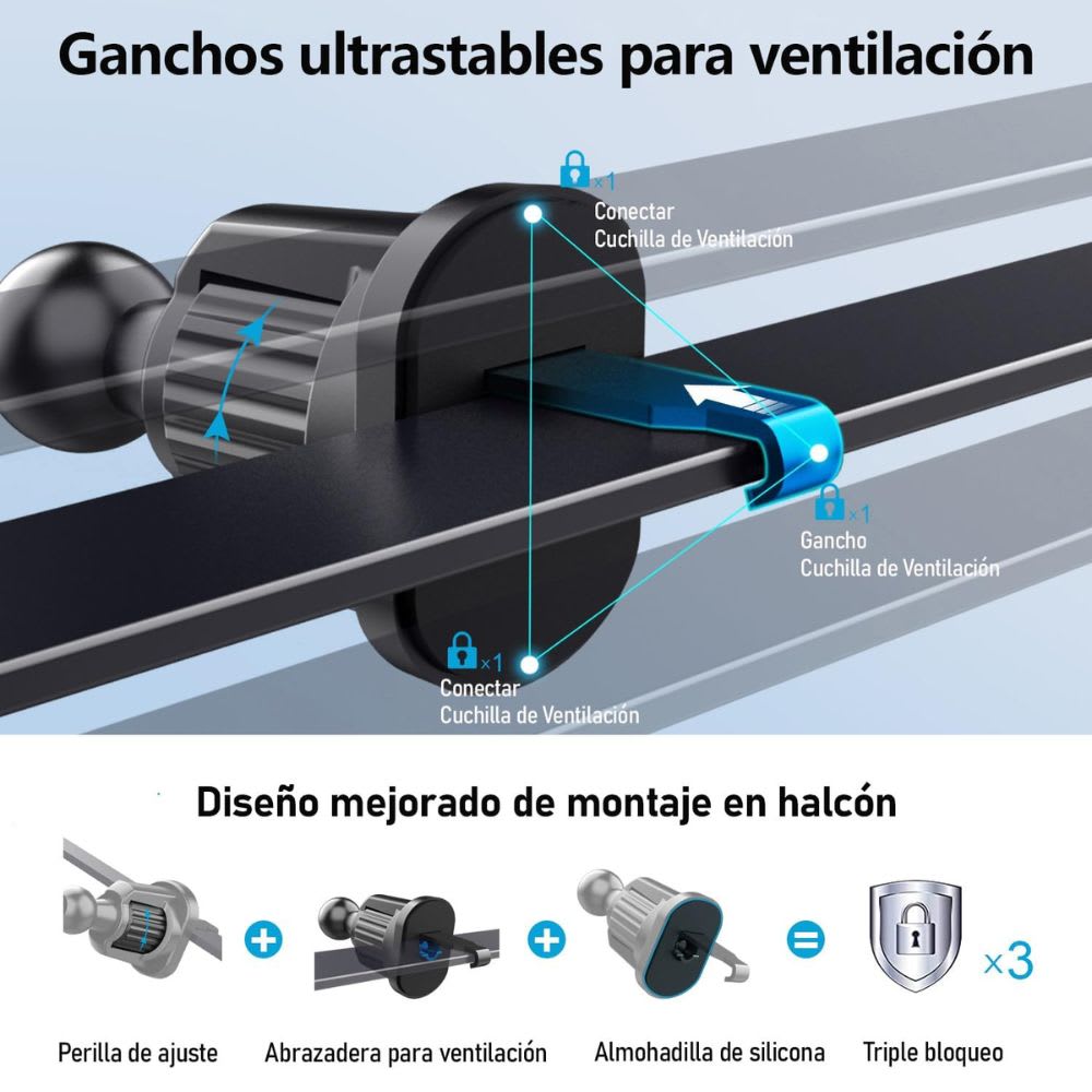 Soporte Automóvil Rendija Ventilación Rotación 360° Moreka Modelo ZJ-0123