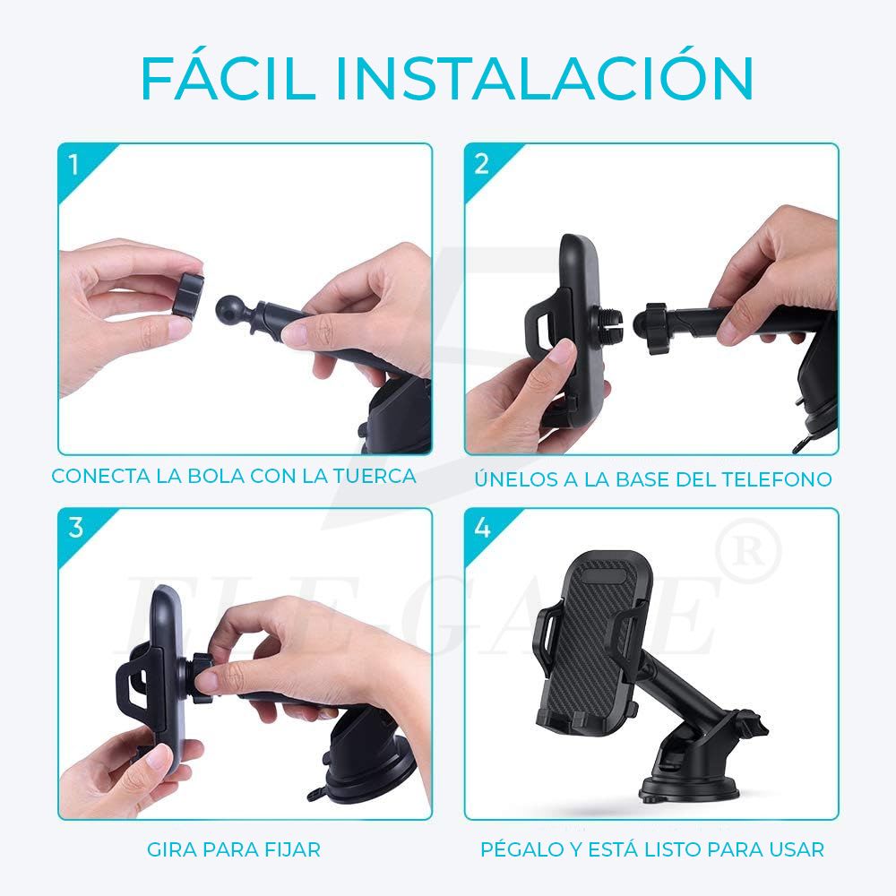 Soporte Automóvil Giratorio con ventosa para tablero y parabrisas Rotación 360° Moreka Modelo ZJ-0146