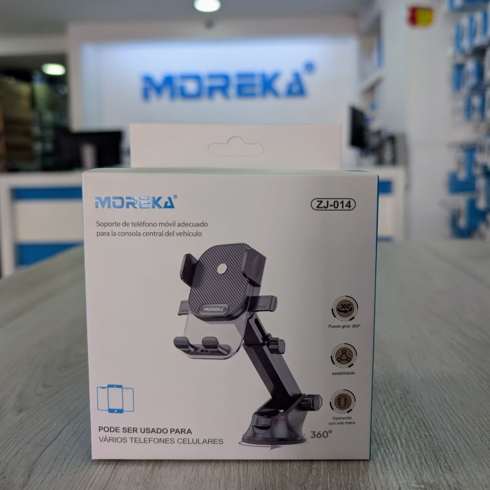 Soporte Automóvil Giratorio con ventosa para tablero y parabrisas Rotación 360° Moreka Modelo ZJ-0142