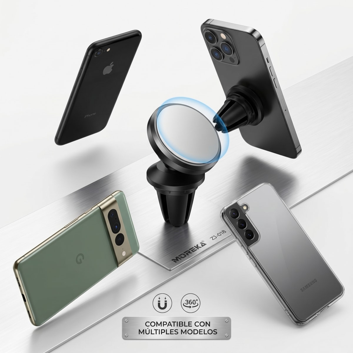 Soporte para Celular en Auto Magnético ZJ-018 Universal con Giratorio 360 Grados y Campo Magnético Segura para Múltiples Móviles4